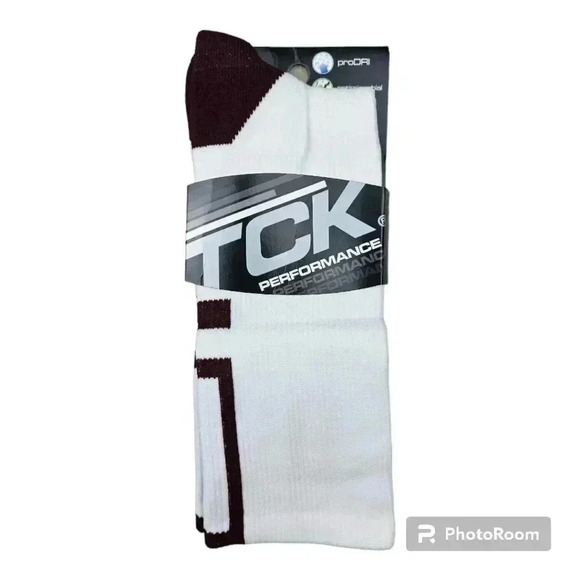TCK Twin City Adult Crew Baseline Socks White & Maroon #BBPC3 Large NWT - Picture 1 of 5